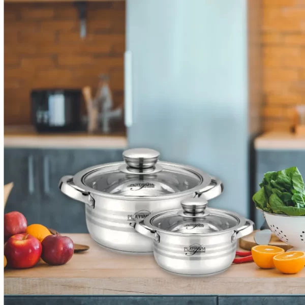 Platinum Cookware PL-10010: 10 Stuks RVS kookpotten met strepen accent - 16/18/20/22/24cm - Afbeelding 2