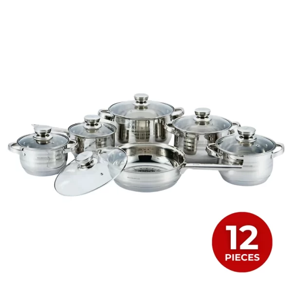 Platinum Cookware PL-12053G: 12-Delige roestvrijstalen kookgereiset met strepenaccent - Afbeelding 3