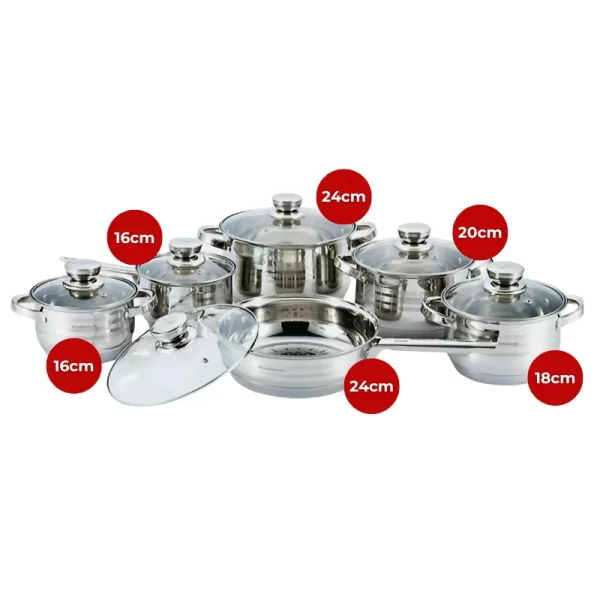 Platinum Cookware PL-12053G: 12-Delige roestvrijstalen kookgereiset met strepenaccent - Afbeelding 4