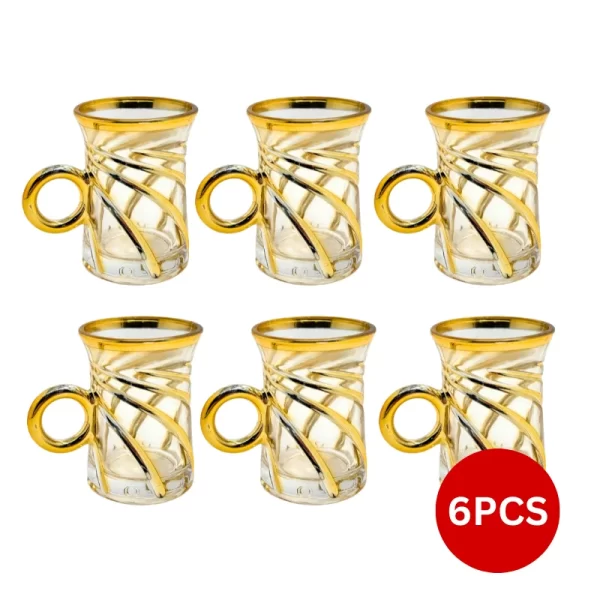 Eisenbach EB-6DTC250: 6 Demitasse espressokoffie glazen beker met goud accent - Afbeelding 3