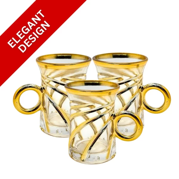 Eisenbach EB-6DTC250: 6 Demitasse espressokoffie glazen beker met goud accent - Afbeelding 4