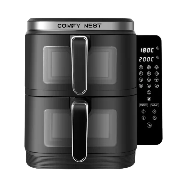 Comfy Nest CN-06184: 2800W Airfryer met Dubbele Mand, Raam en Zijpaneel - 11L