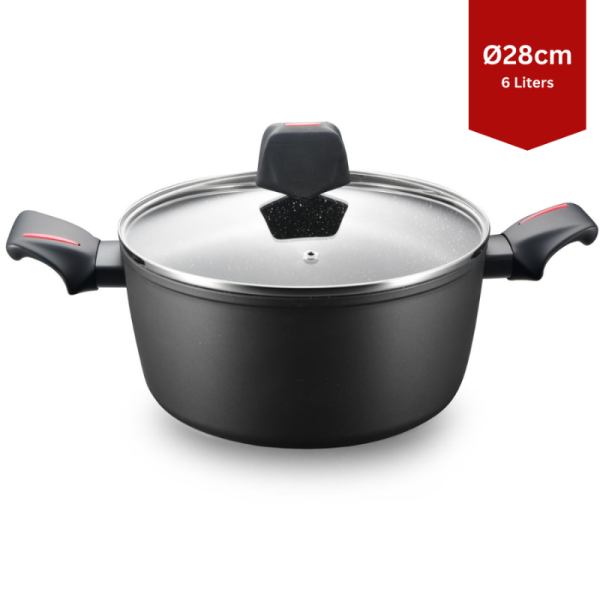 Royalty Line RL-FTN28: 28cm Gegoten Greblon marmer gecoate braadpan - 6L - Afbeelding 2