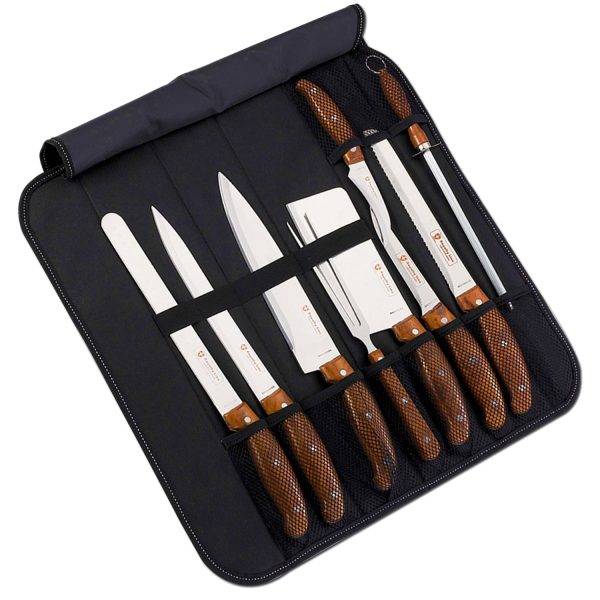 Royalty Line RL-K9C: 9-Delige Kitchen Knife Set Met Lederen Etui - Afbeelding 2