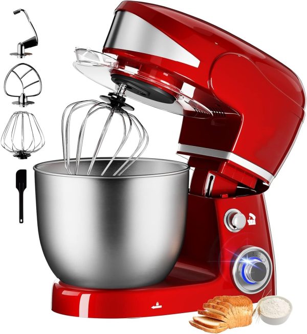 Royalty Line RL-PKM1600: 1600W 6-snelheden roestvrijstalen standmixer 6L - Rood