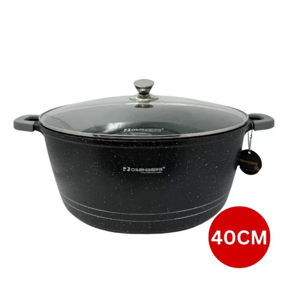 Rosenberg RB-40M2: Marmeren stoofpot met glazen deksel - 40cm - Afbeelding 3