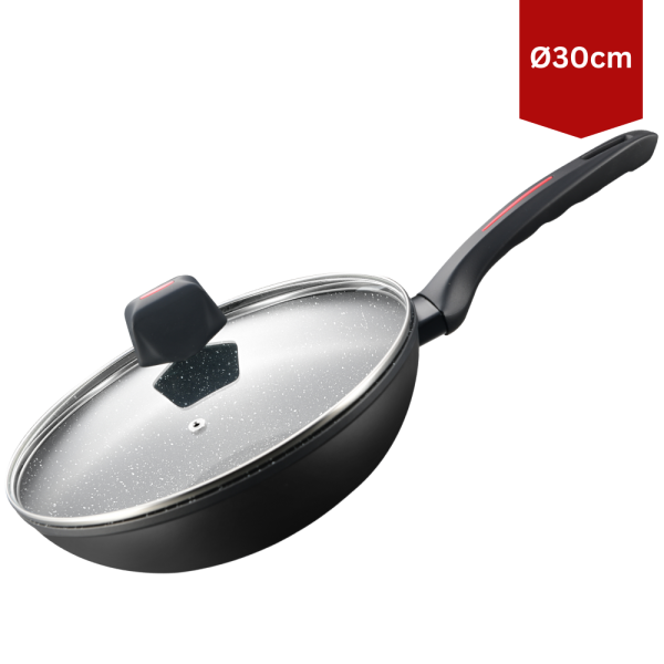 Royalty Line RL-FWN30: 30cm Marmeren Wok Pan Inductie Wok Pan - 4.4L - Afbeelding 2