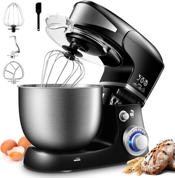 Royalty Line RL-PKM1600: 1600W 6-snelheden roestvrijstalen standmixer 6L - Zwart